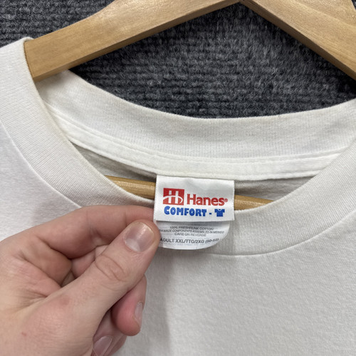 Camisa porno vintage para hombre 2XL blanca años 90 estrella porno striptease club línea directa dibujos animados EE. UU. - Imagen 6 de 8