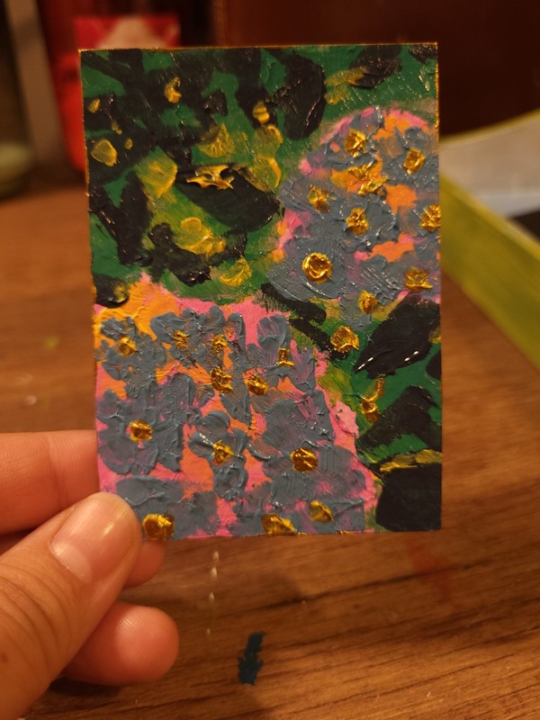 ACEO Original acrylic 2.5” x 3.5" "Flowers in the Sun" by Alexis Kole