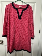 Women's Talbots LARGE 3/4 Sleeves V Neck Sailboat Mini Casual Knee Length Dress