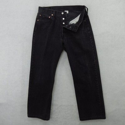 Levis 501 Jeans Mens 32X28 (Tag34x29) Black Button Fly Straight Leg Denim Mexico