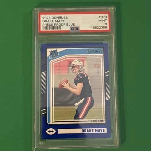2024 Panini Donruss - Rated Rookie Drake Maye #379 Blue Press Proof (RC) PSA 9