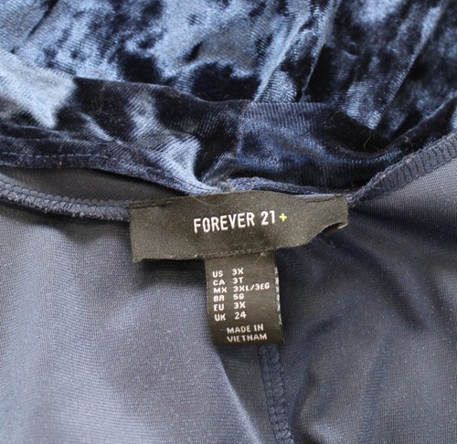 Forever 21 Plus Azul Marino Terciopelo Aplastado Plumero Kimono Topper Talla 3X Gótico Boho - Imagen 3 de 5