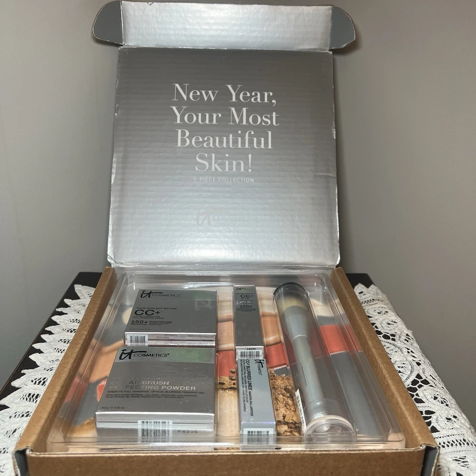 5 Pc IT Cosmetics Your Skin Better Medium CC Cream, Eye, Powder, Brush Lipstick - Image 2 of 4