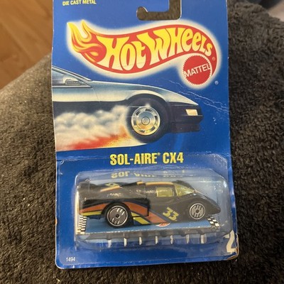 1990 Mattel Hot Wheels Blue Card Black Sol-Aire CX4 33 #2 Car Ultra Hubs