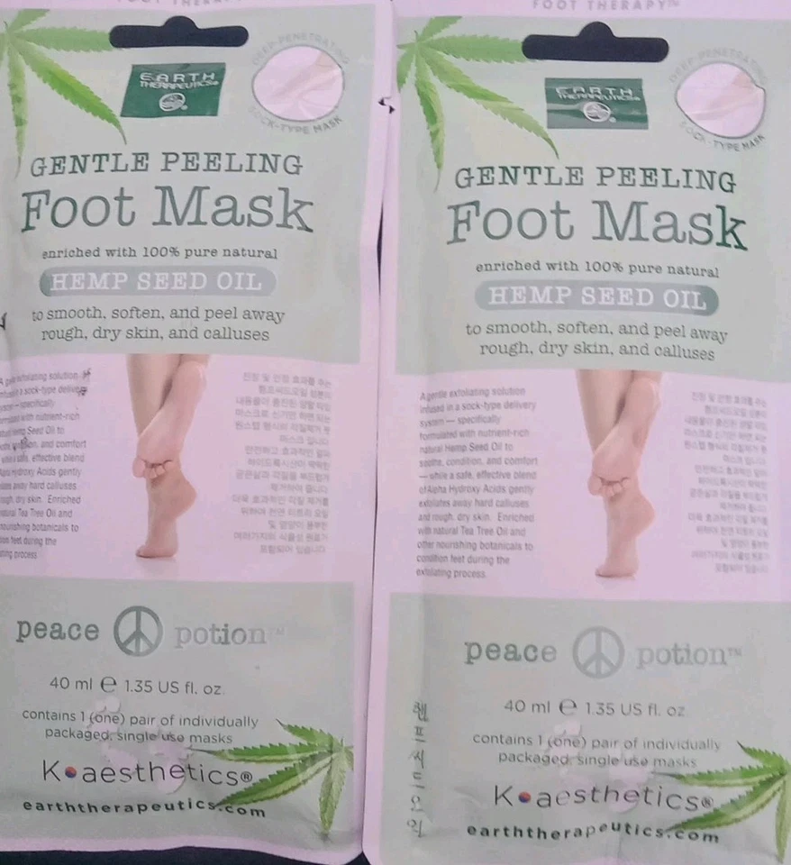 Earth Therapeutics Gentle Peeling Foot Mask Hemp Seed Oil 2 Packs - Image 2 of 4