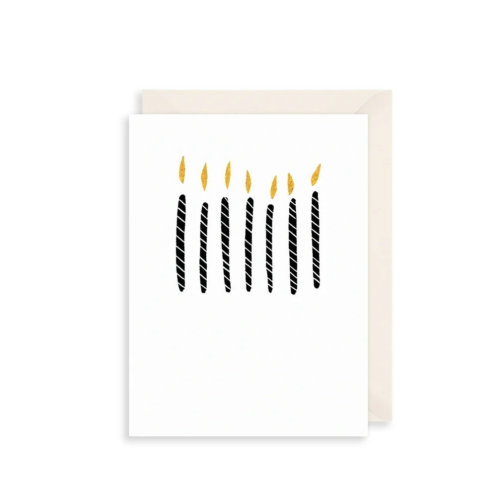Stylish Birthday Card Simple Candles Illustration - Gold Foiled Greeting Card