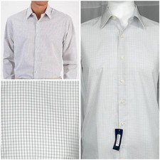 Club Room Medium Button Down Shirt Gray White Mist Gingham 15 15 1/2 New NWT