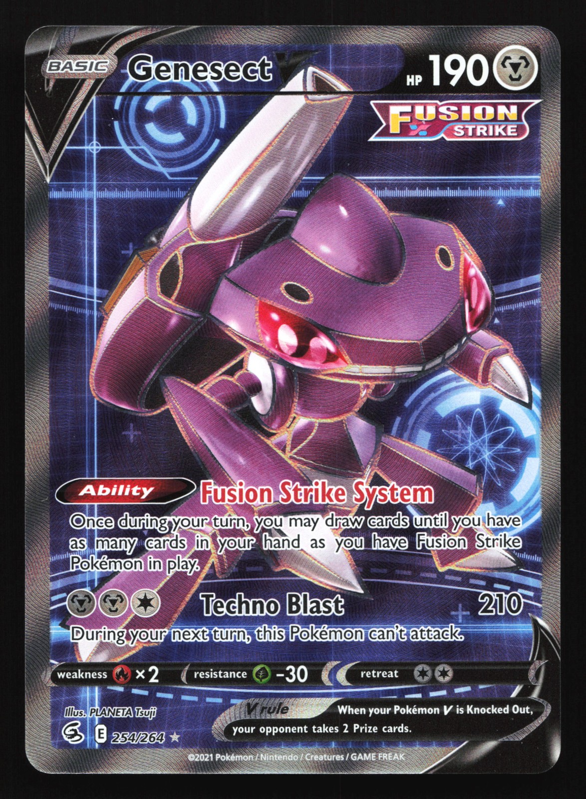 Genesect V (Full Art) 254/264 SWSH08: Fusion Strike Ultra Rare Pokemon Card