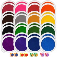 Pack 16-Color Washable Ink Stamp Pads for Kids 7-Inch Round Craft Set