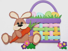 Premade Die Cut Easter Bunny Basket Eggs , Scrapbooking Family Fun, Hunt, Games