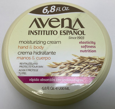 AVENA Instituto Español Moisturizing Oat Cream Hand Body Skin Lotion, 6.8oz