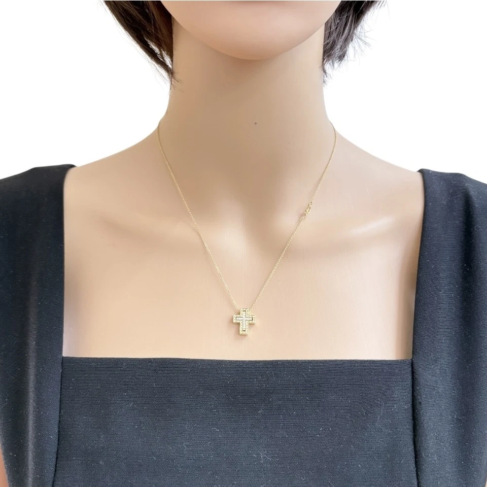 Collar Damiani K18 oro amarillo diamante cruz Belle época usado Foto 2 de 4