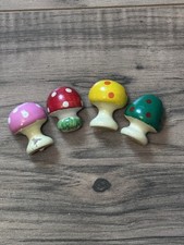 Vintage Wooden Mushroom Magnets Set Of 3 Retr...