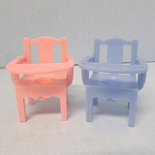 2 RENWAL Baby Potty Chair Tray Doll House Plastic Blue Pink Bathroom Toy Vintage