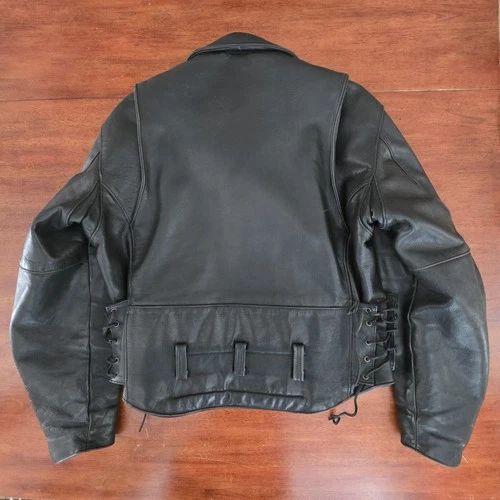 Vtg Custom Chrome Gear Large Leather Motorcycle Jacket Made In USA Talon Zippers image 3