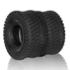 2pcs 15x6.00-6 Lawn Mower Tractor Turf Tires 4 Ply Tubeless Max Load: 570Lbs
