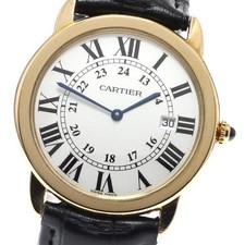 CARTIER RONDE SOLO LM W6700455 36mm K18YG Silver Dial Date Quartz #C276 6