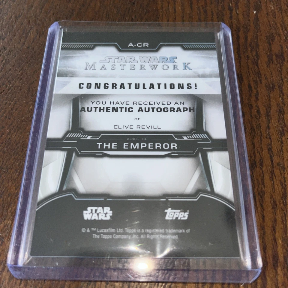 Cartão comercial Clive Revill assinado Topps Star Wars obra-prima Imperador Palpatine - Imagem 3 de 3
