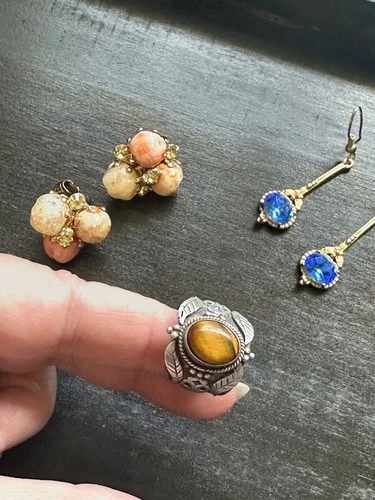 lot of vintage costume jewelry including a pair of Vogue clip on earrings