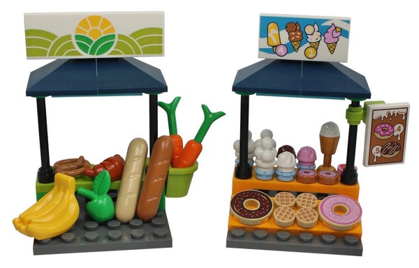 Puesto de mercado, quiosco de helados comestibles, hecho con Lego nuevo genuino