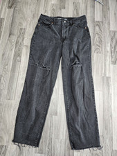 Old Navy Jeans Womens 12 Black High Rise O.G. Loose Distressed Denim Pants