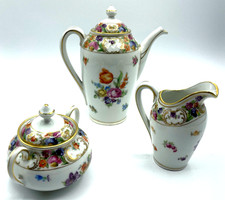Antik Schumann Porzellan 3er Set Mokka Kanne Zuckerdose Milchkanne top Zustand