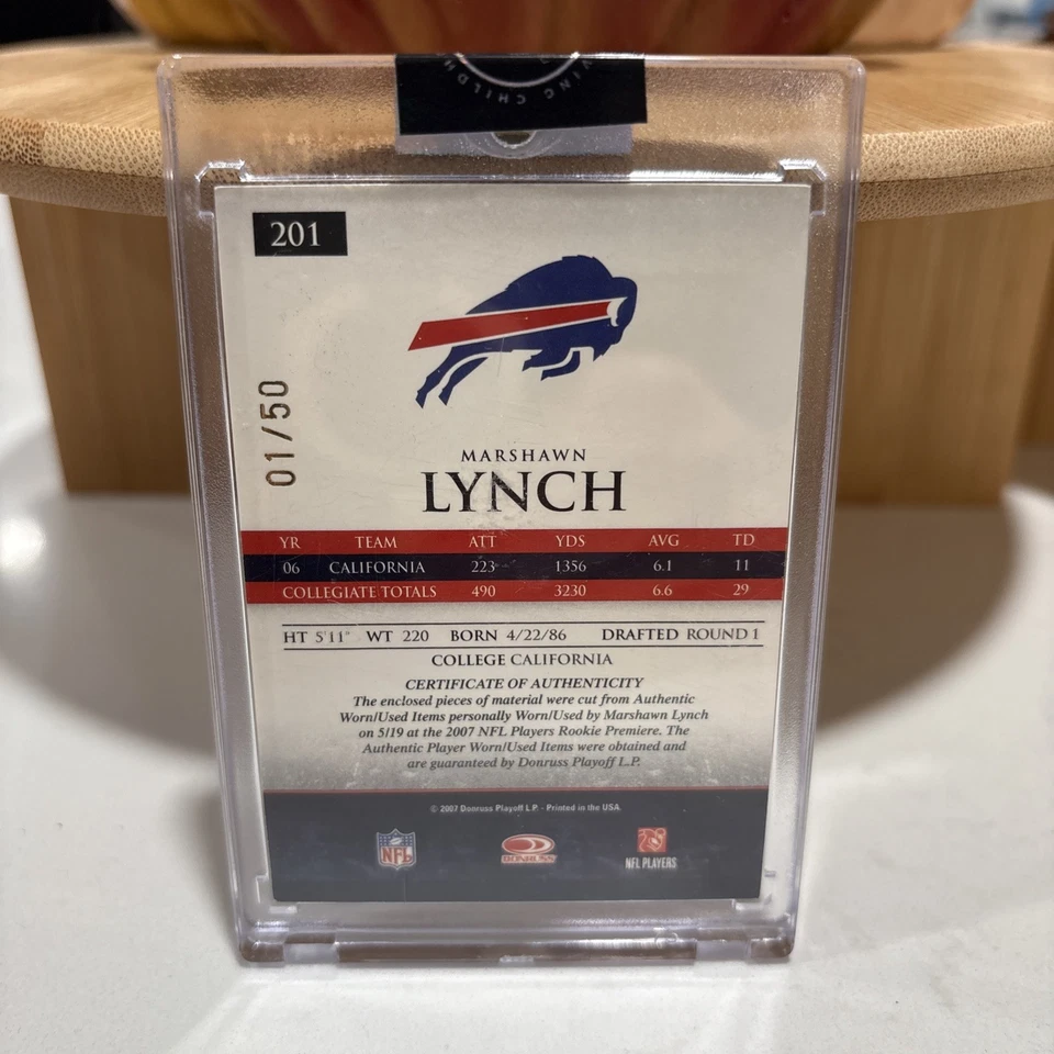 Donruss Gridiron Gear 2007 novato Gridiron Gems Marshawn Lynch #1/50 Foto 2 de 2