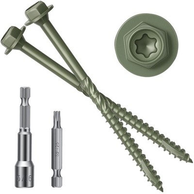#14 x 4 Wood Structural Screws 50 Pack Hex Head Lag Screws, Rust Resistant Ti...