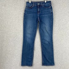 NYDJ Jeans Womens 8 Blue Marilyn Straight AB Technology Stretch Med Wash Denim