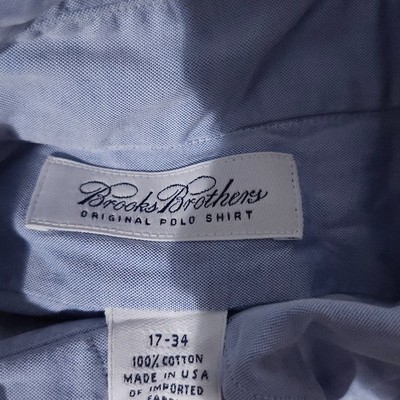 Brooks Brothers OCBD Oxford Button Down Shirt Mens 17-34 Blue Made