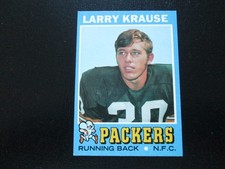 LARRY KRAUSE 1971 TOPPS ROOKIE FOOTBALL CARD # 12 EXMT PACKERS. rookie card picture