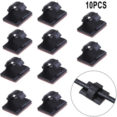 10Pcs Self-Adhesive Wire Tie Cable Clamp Clip Holder For Car Dash Cam Organizer