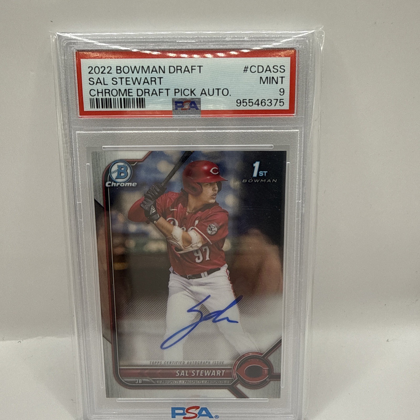 2022 Bowman Draft Sal Stewart #CDA-SS 1st Chrome Auto PSA 9