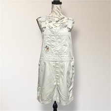 Vintage Walt Disney World Light Wash Denim Overalls Shorts Mickey Mouse 90s Y2K