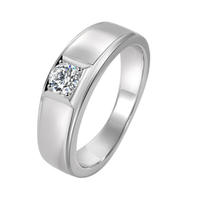 6.7mm Male's Wedding AAA CZ Simple Band 925 Silver Anniversary