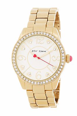 NEW BETSEY JOHNSON GOLD TONE WHITE DIAL CRYSTAL,HEART,RED  display picture 3