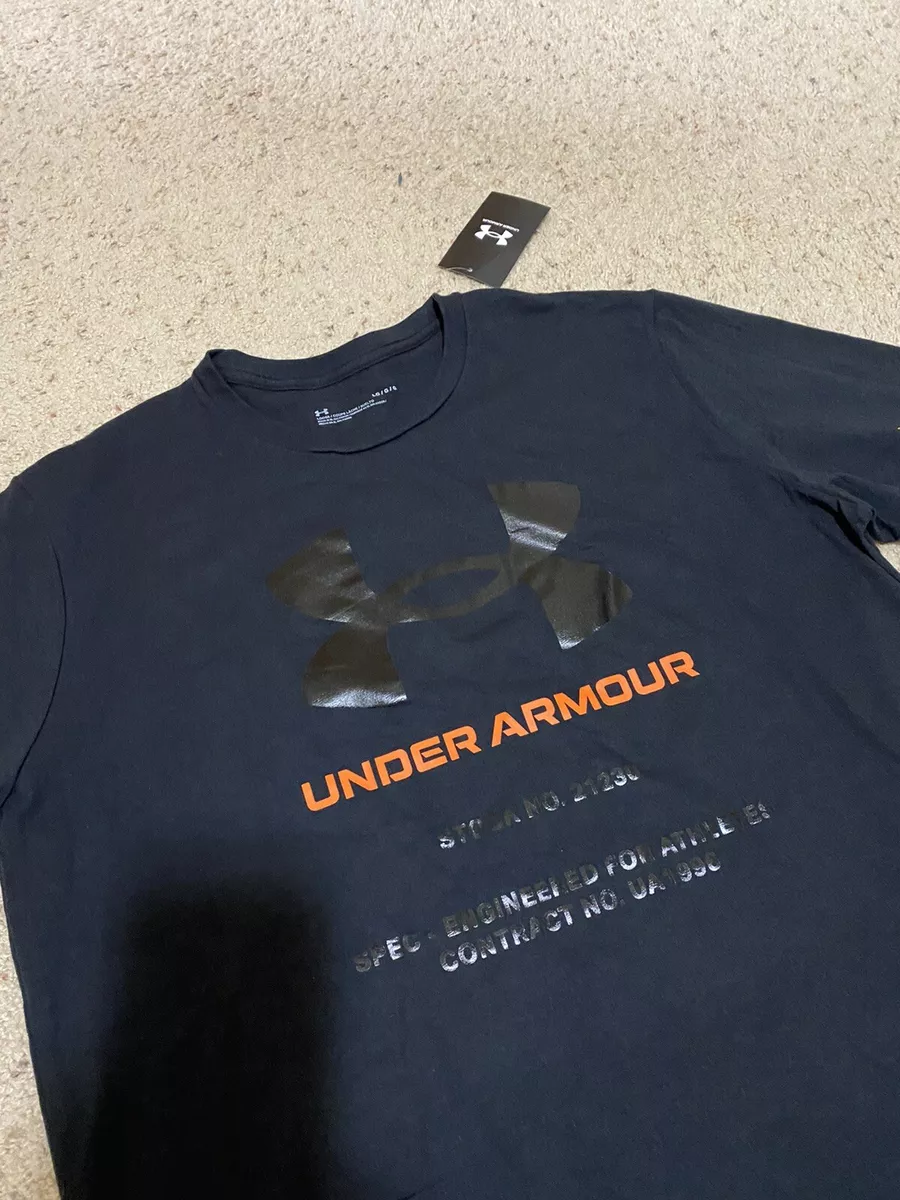 Under Armour Men's Big Logo Wordmark Black S/S Loose Fit T-Shirt Size L Large