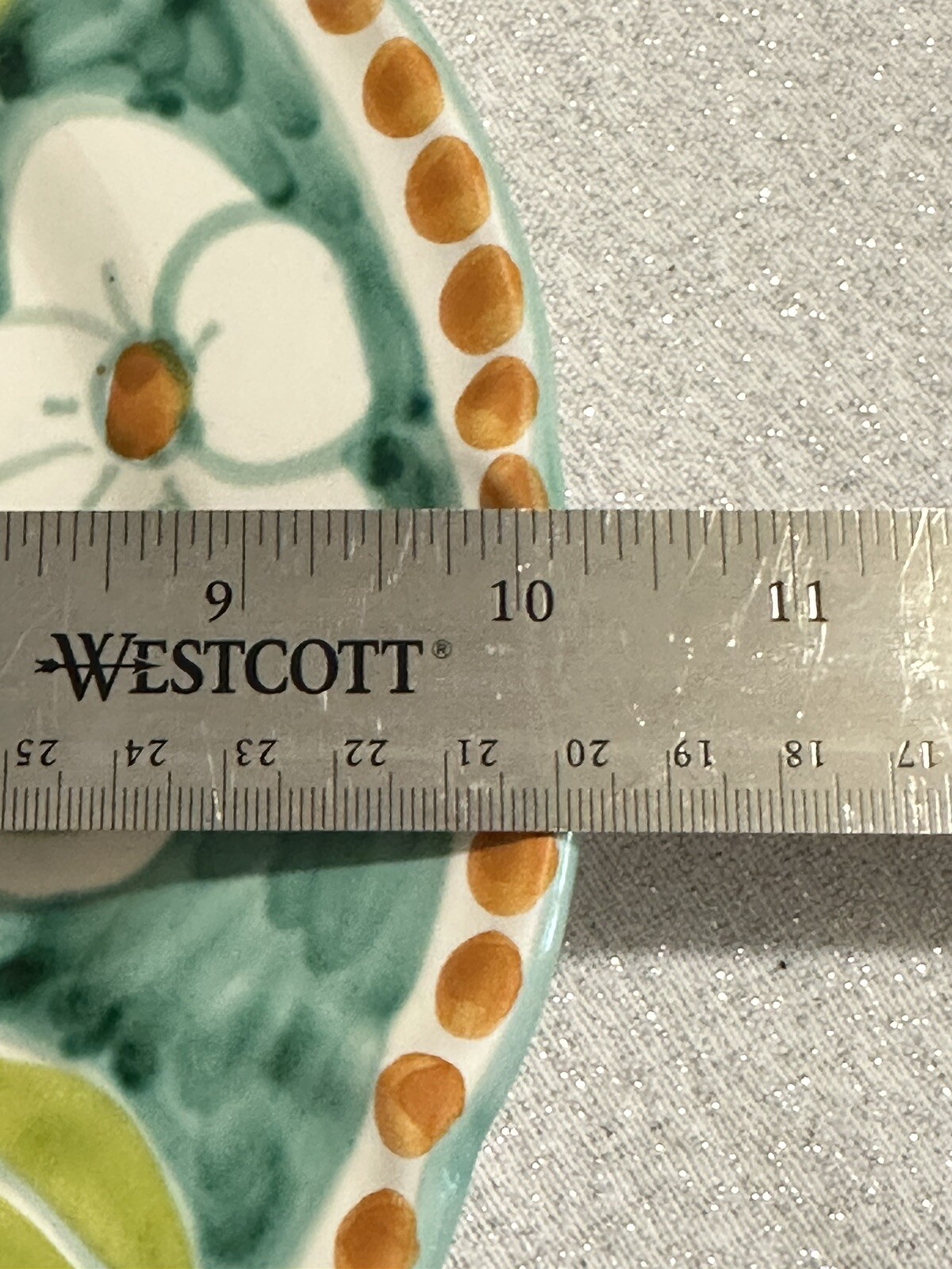 Ceramica Artistica Italy Green Yello Floral 10.25” Dinner Plate Hand