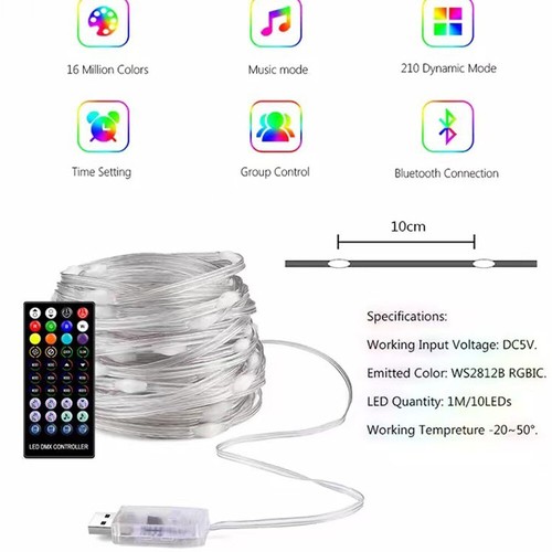 APP bluetooth Pixel argb IC WS2812B LED String Light music Addressable USB lamp - Picture 3 of 15