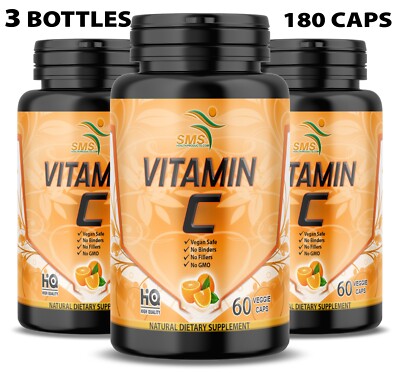 3 X Vitamin C 1,500MG Supports Healthy Immune System, Antioxidant 180 Capsules