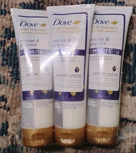 3 Dove Hair Therapy RESCUE & PROTECT 1 MIN Serum + Conditioner stärkt NEU!!