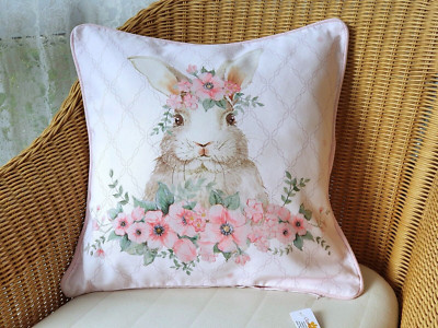 CLAYRE & EEF Deko Bezug KISSEN HÜLLE ''HASE'' 40x40cm Baumwolle rosa Ostern Shabby