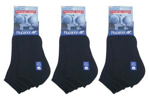 RUCANOR 3 x Packs Black Lo Down Sports Socks 2 Pairs Soft Cotton Blend UK 2-4 - Afbeelding 3 van 4
