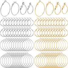 96Pcs Hoop Earrings Finding, Hypoallergenic Alloy round Earring Hoops for Jewelr