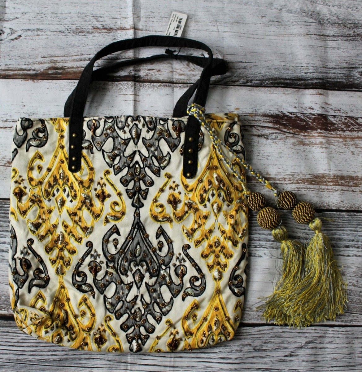 Ideas Designer Ladies Cotton Tote Bag With Beads Mini Shells