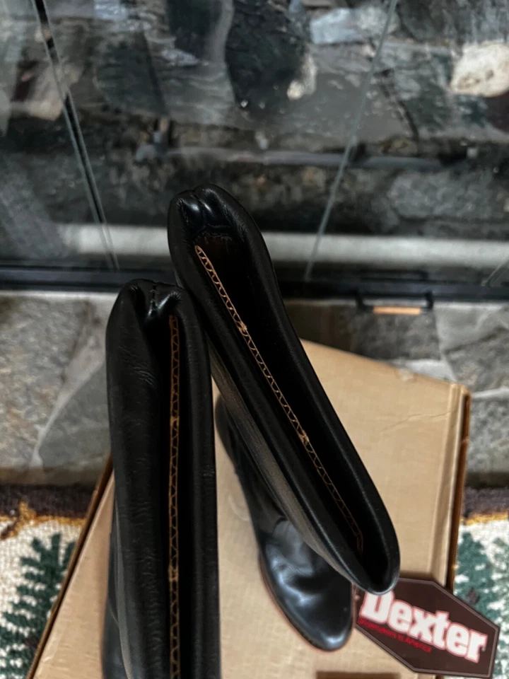 Botas de mujer DEXTER X751-1 Vail negras talla 7 M tacones de madera apilados 1,75" usadas en excelente estado Foto 4 de 4