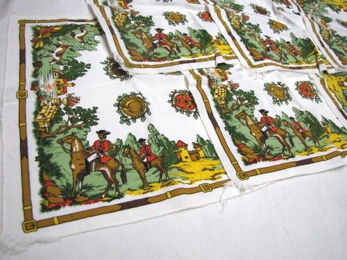 Tovaglia tema caccia alla volpe inglese 155 x 120 con 6 tovaglioli 36 x 36 - Foto 2 di 6