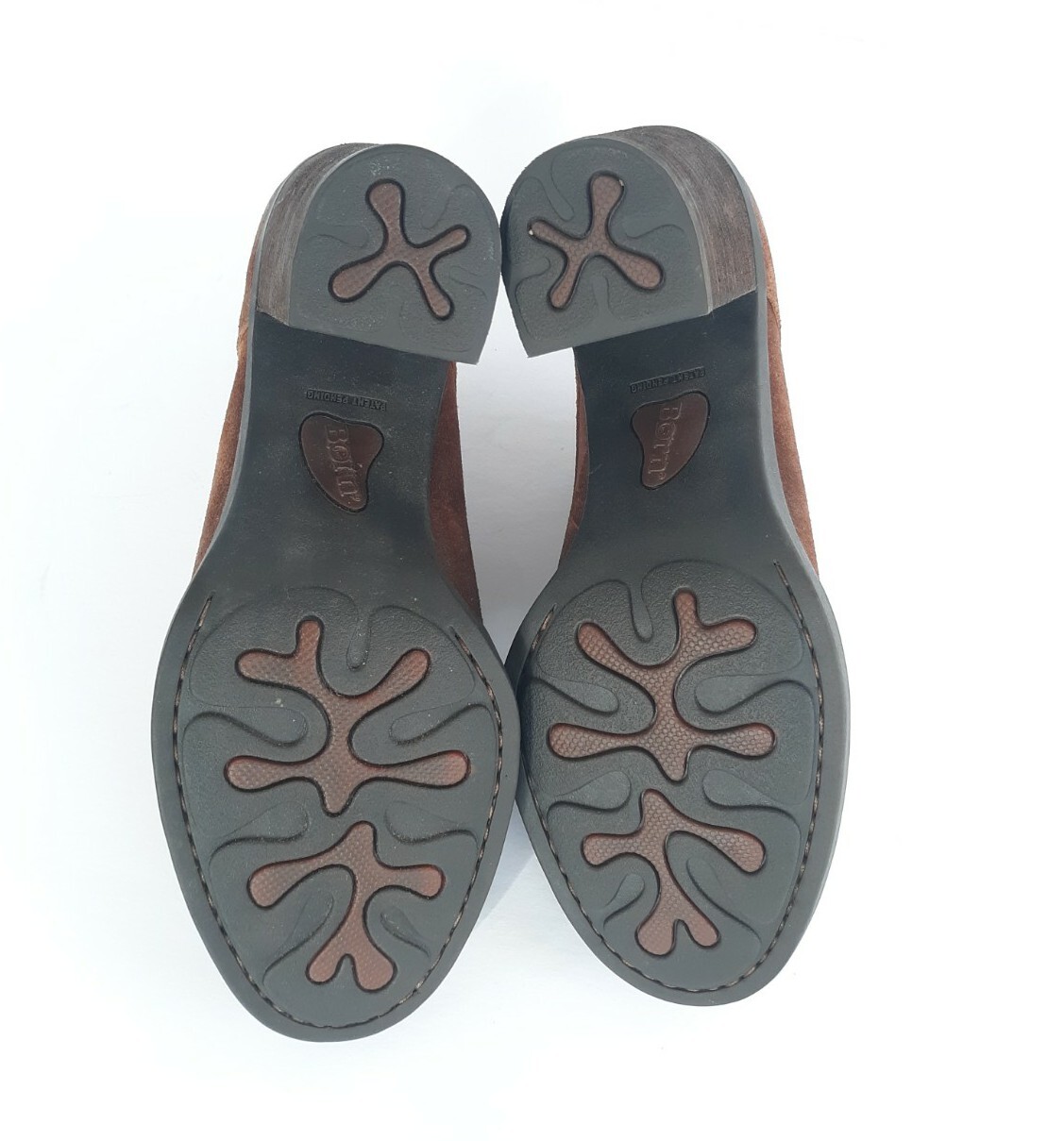 Born Fina Leather Lace Up Boot Brown Block Heel Size … Gem