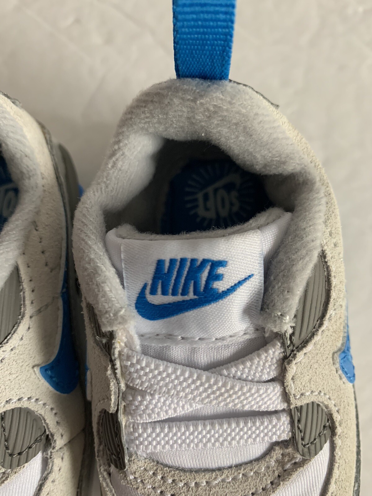 Nike Max 90 Crib NEW CI0424110 White/Photo Blue/Grey Fog Baby Shoes