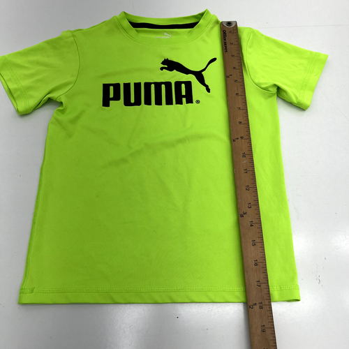 Puma Neon Green Still Dry Graphic Print Short Sleeve T-Shirt Boys Size 6 - Picture 5 of 5